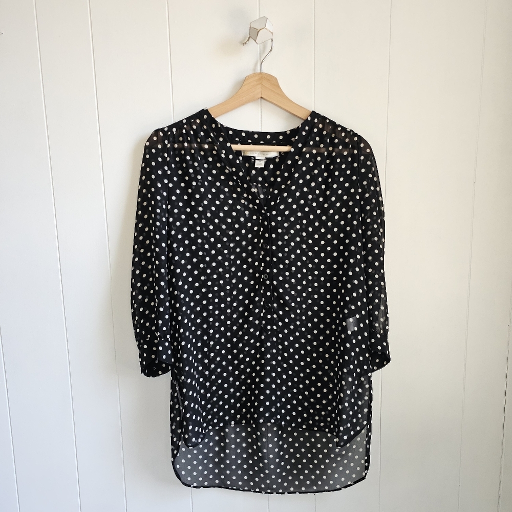 ☆ LC Sheer Polka Dot Half Button Blouse
